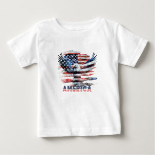 Camiseta Para Bebê Bandeira dos Estados Unidos. América
