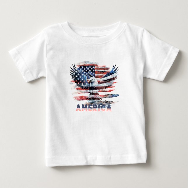 Camiseta Para Bebê Bandeira dos Estados Unidos. América (Frente)