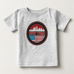 Camiseta Para Bebê Bandeira dos Estados Unidos da skyline de New