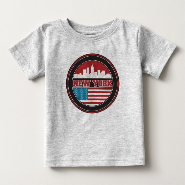 Camiseta Para Bebê Bandeira dos Estados Unidos da skyline | de New (Frente)