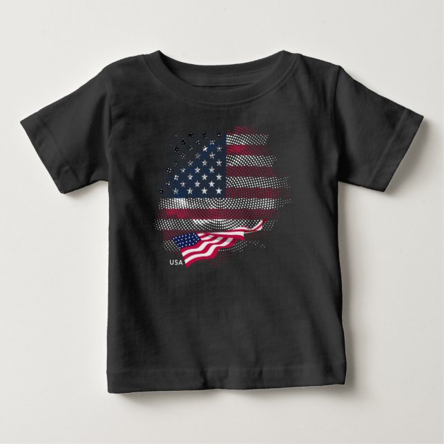 Camiseta Para Bebê bandeira dos EUA (Frente)