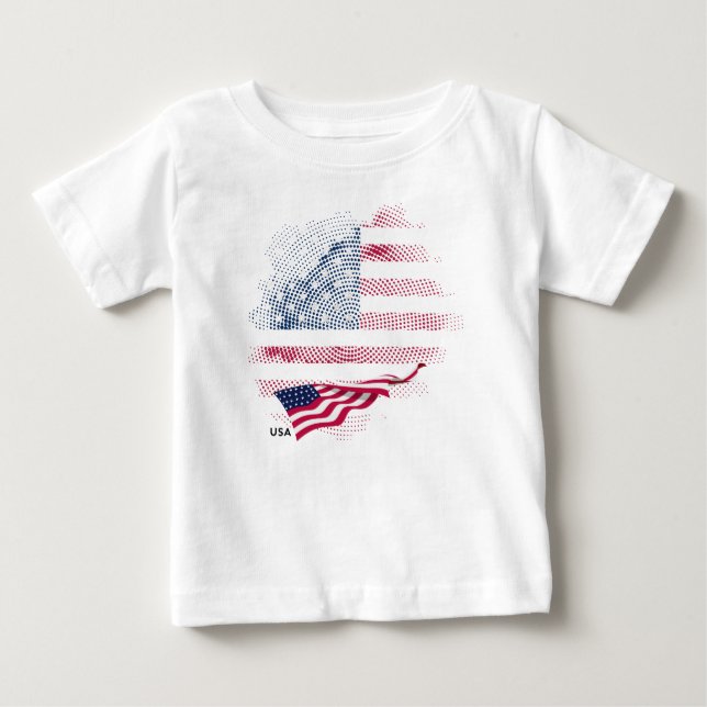 Camiseta Para Bebê bandeira dos EUA (Frente)