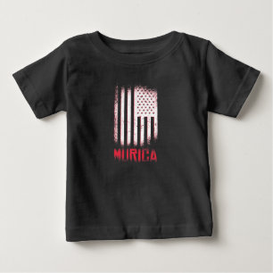 Camiseta Para Bebê Bandeira dos EUA Murica