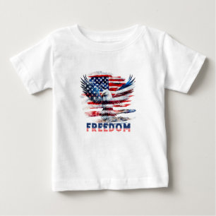 Camiseta Para Bebê Bandeira e águia dos Estados Unidos.Liberdade.
