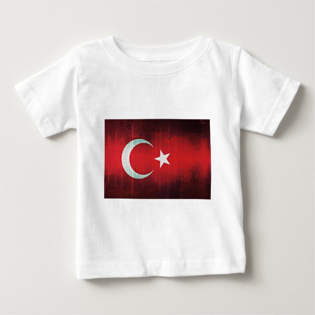 Camiseta Para Bebê Bandeira Estilizada da Turquia (Frente)