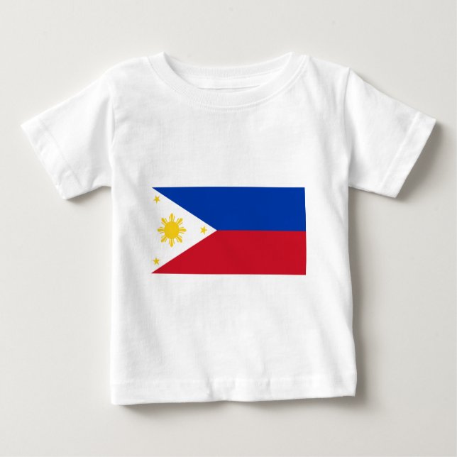 Camiseta Para Bebê Bandeira filipino, bandeira nacional de ilhas (Frente)