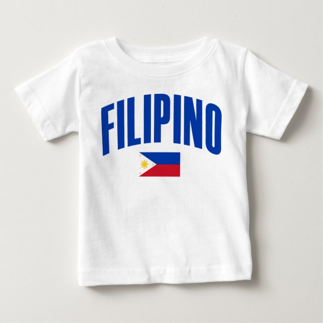 Camiseta Para Bebê Bandeira filipino filipina (Frente)