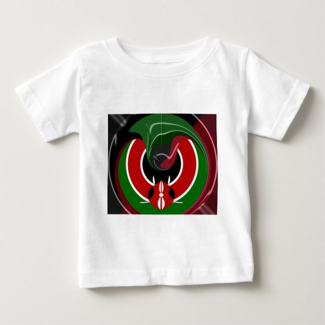 Camiseta Para Bebê Bandeira Fluid Kenyan (Frente)