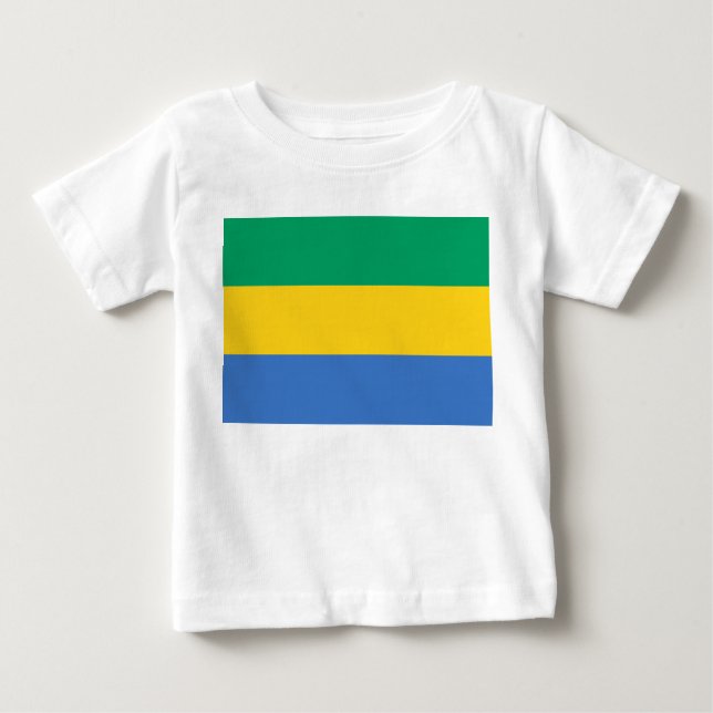 Camiseta Para Bebê Bandeira Gabonesa (Gabão) (Frente)