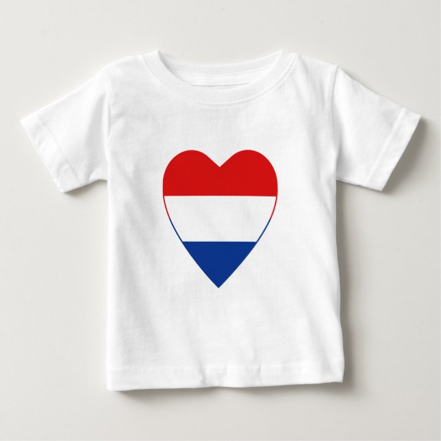 Camiseta Para Bebê Bandeira Holandesa Heart-Shirt (Frente)