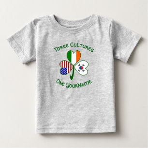 Camiseta Para Bebê Bandeira Irlandesa Americana Sul-Coreana Trevo Pes