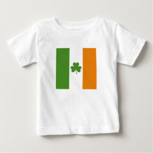 Camiseta Para Bebê Bandeira Irlandesa Dia de São Patrício com Shamroc