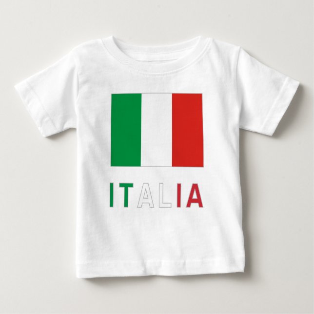 Camiseta Para Bebê Bandeira italiana e Itália (Frente)
