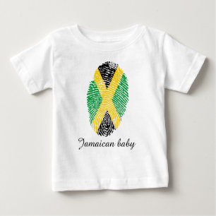 Camiseta Para Bebê Bandeira jamaicana da impressão digital do toque