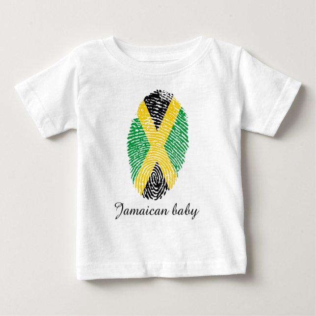 Camiseta Para Bebê Bandeira jamaicana da impressão digital do toque (Frente)