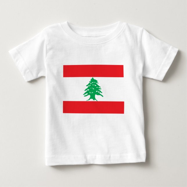 Camiseta Para Bebê Bandeira libanesa - bandeira do علملبنان de Líbano (Frente)