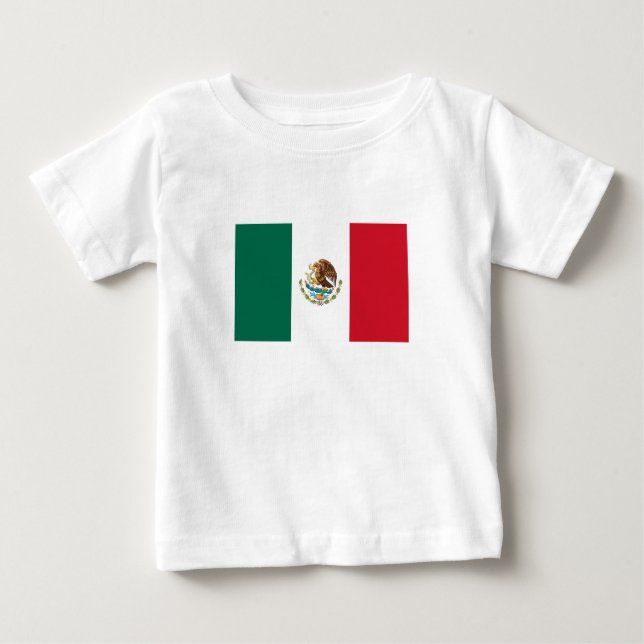 Camiseta Para Bebê Bandeira mexicana (Frente)