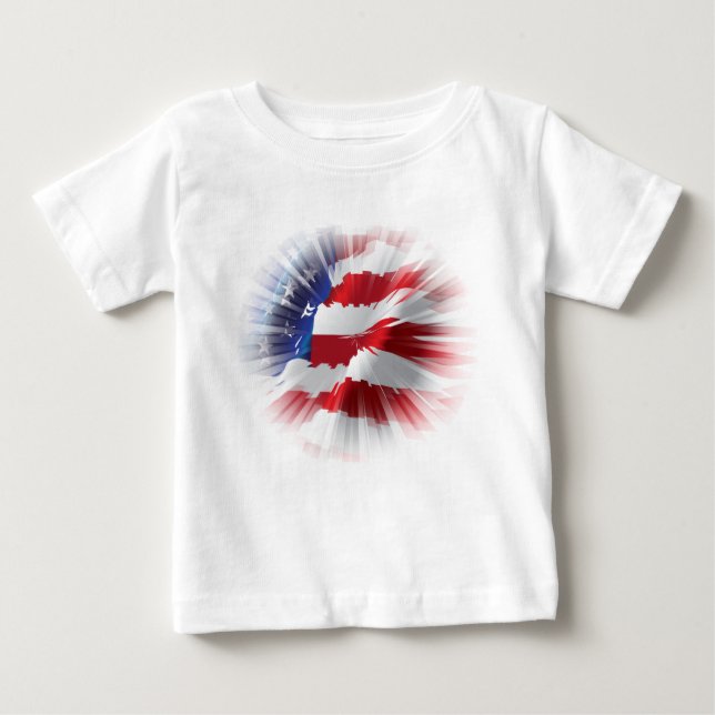 Camiseta Para Bebê Bandeira Patriótica Americana Muito Legal (Frente)