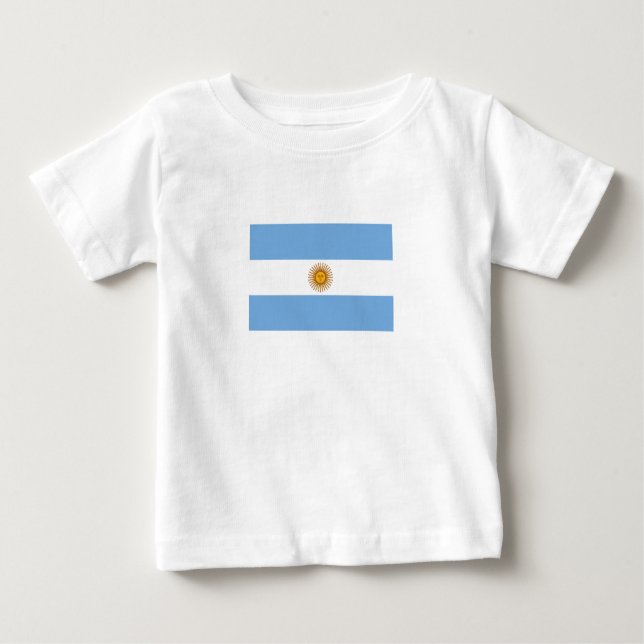 Camiseta Para Bebê Bandeira Patriótica Argentina (Frente)