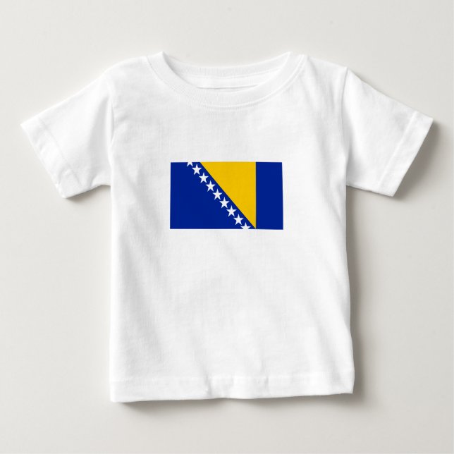 Camiseta Para Bebê Bandeira Patriótica da Bósnia-Herzegovina (Frente)