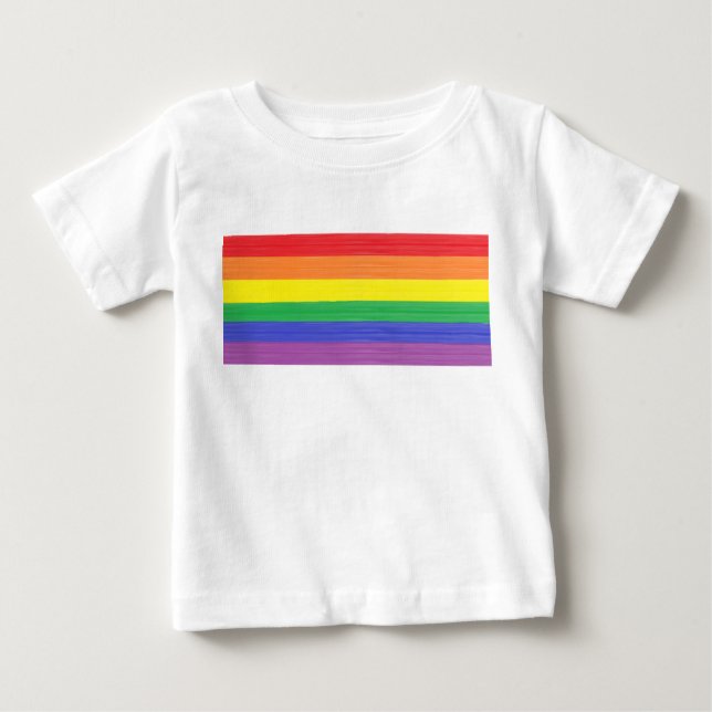 Camiseta Para Bebê Bandeira pintada do arco-íris (Frente)