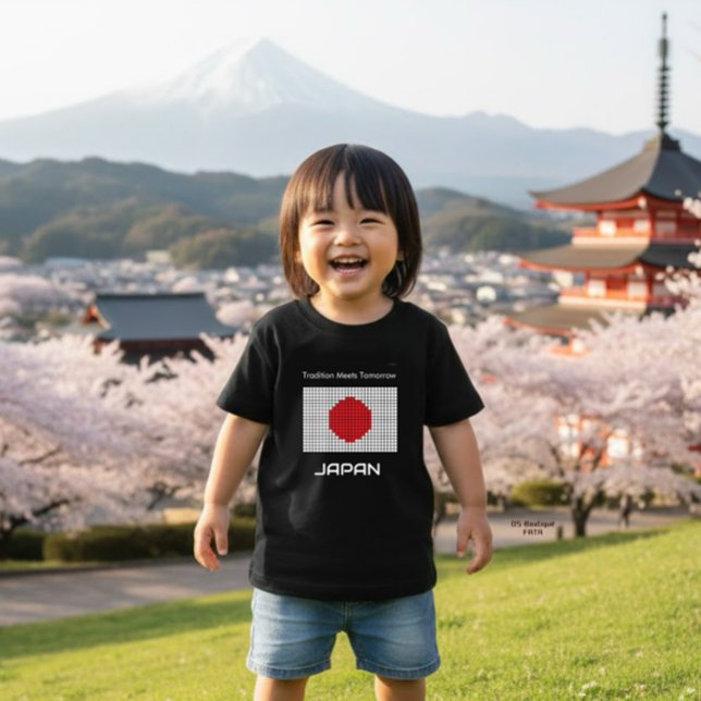 Camiseta Para Bebê Bandeira pixelada do Japão (Criador carregado)