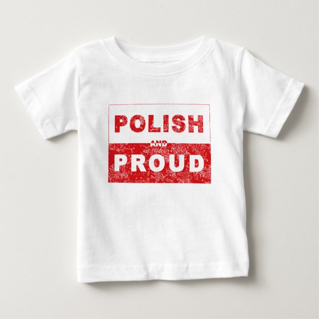 Camiseta Para Bebê Bandeira polonesa e orgulhosa (Frente)
