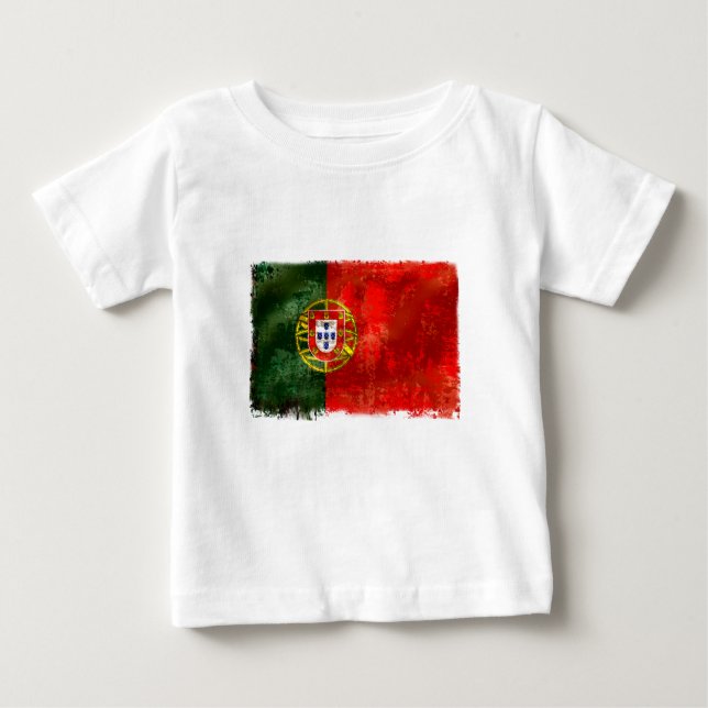 Camiseta Para Bebê Bandeira Portuguesa - Estilo retro (Frente)