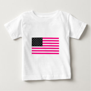 Camiseta Para Bebê bandeira rosa americana
