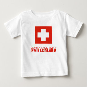 Camiseta Para Bebê Bandeira Suíça e Suíça