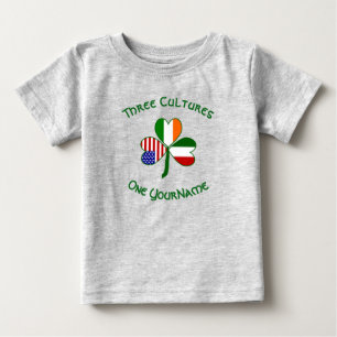 Camiseta Para Bebê Bandeiras Americanas Irlandesas Italianas Trevo Se