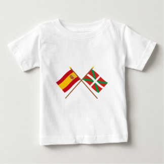 Camiseta Para Bebê Bandeiras cruzadas da espanha e do País Vasco