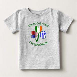 Camiseta Para Bebê Bandeiras Gregas Irlandesas Americanas Shamrock Se