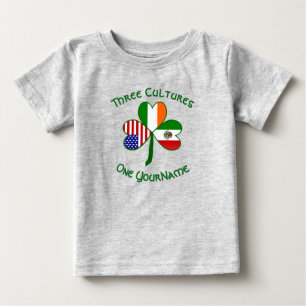 Camiseta Para Bebê Bandeiras Mexicano Irlandês Americano Shamrock Seu