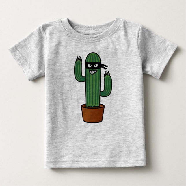 Camiseta Para Bebê Bandido sneaky mascarado ninja do bandido do cacto (Frente)