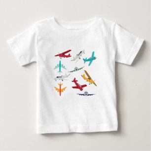 Camiseta Para Bebê Banheira Colorida de Aviões