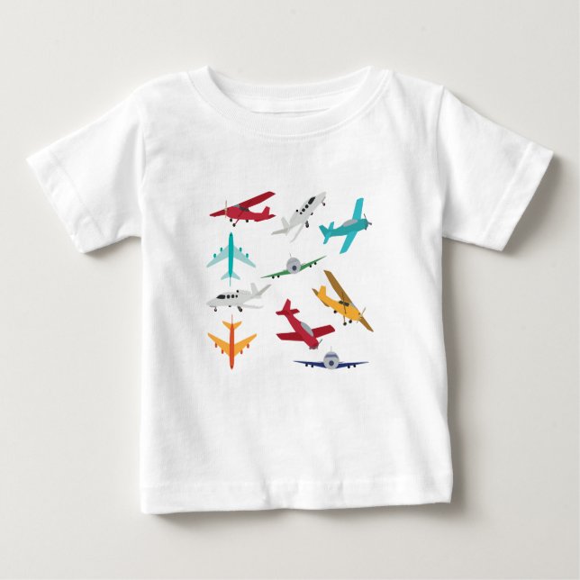 Camiseta Para Bebê Banheira Colorida de Aviões (Frente)
