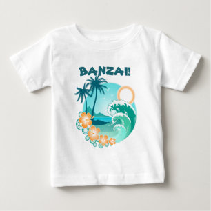 Camiseta Para Bebê Banzai Surfing