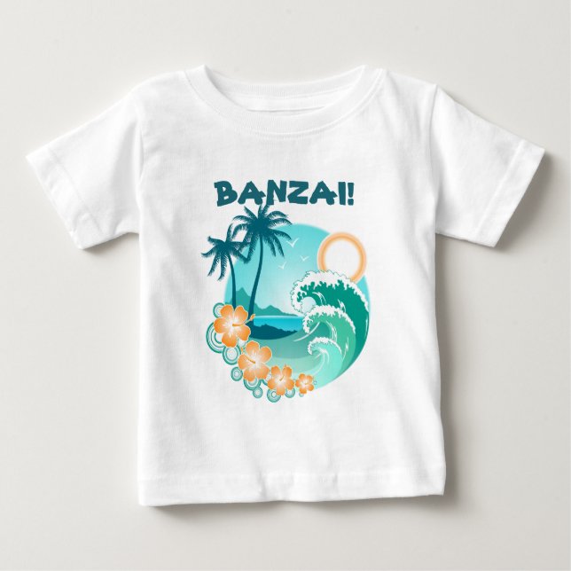 Camiseta Para Bebê Banzai Surfing (Frente)