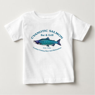 Camiseta Para Bebê Bar de salmão cianótico e grill