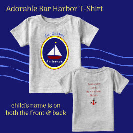 Camiseta Para Bebê Bar Harbour Maine Cute Sailboat com nome de crianç