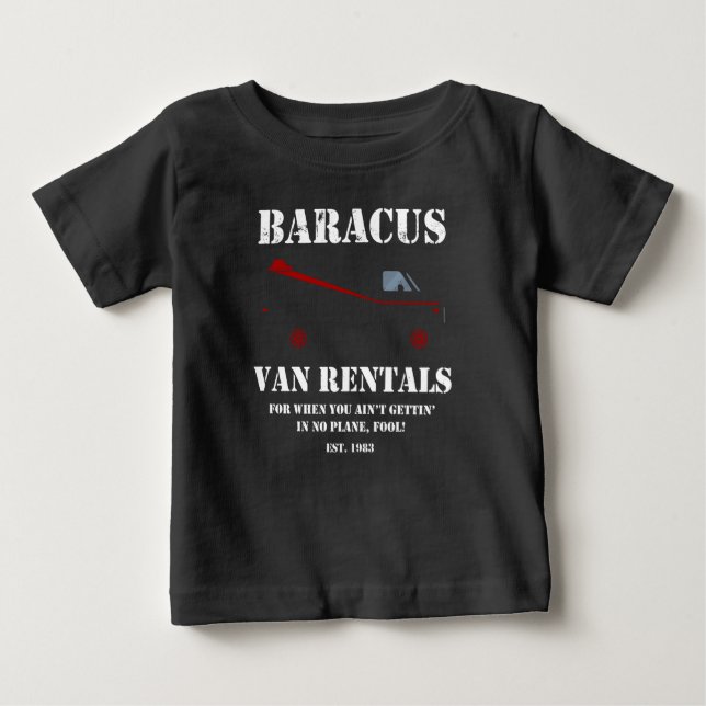 Camiseta Para Bebê Baracus Van Rentals Mostra O T-Shirt B.A Da Equipe (Frente)