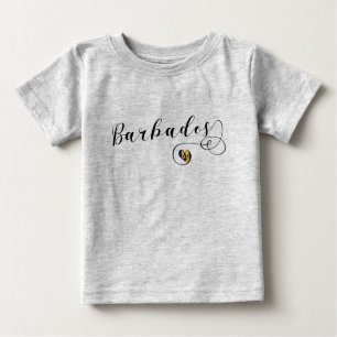 Camiseta Para Bebê Barbados Heart Flag, Barbadiano