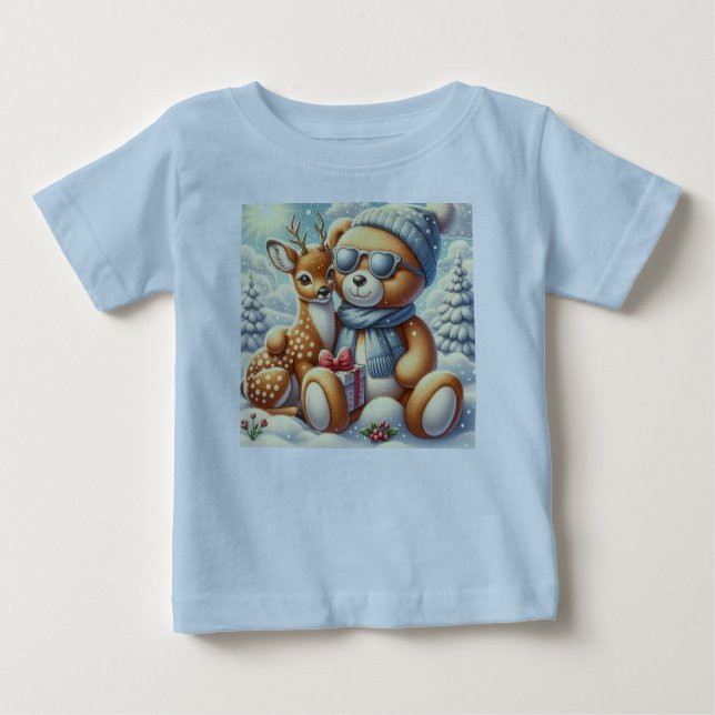 Camiseta Para Bebê Bärchen Rehkitz im Schnee mit Geschenk (Frente)