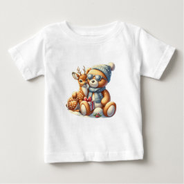 Camiseta Para Bebê Bärchen und sein Rehkitz im Schnee