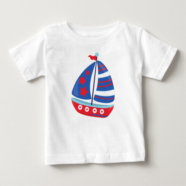 Camiseta Para Bebê Barco à vela, marinheiro, à vela, velas, navio, ba (Frente)