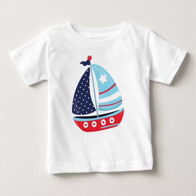 Camiseta Para Bebê Barco à vela, vela, vela, barco, navio, vela (Frente)