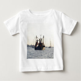 Camiseta Para Bebê Barco de Pesca Paz e Abundância ao Amanhecer
