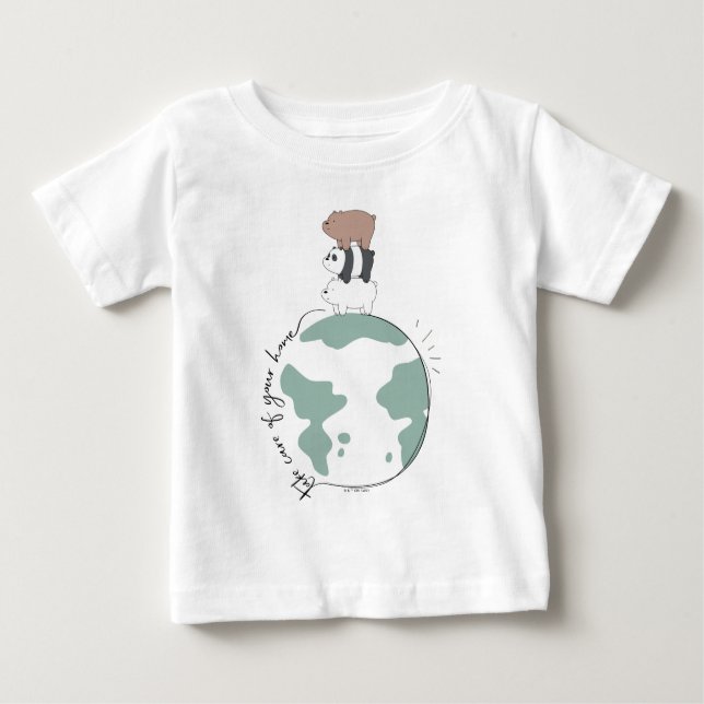 Camiseta Para Bebê Bare Bears - Cuide da sua casa (Frente)
