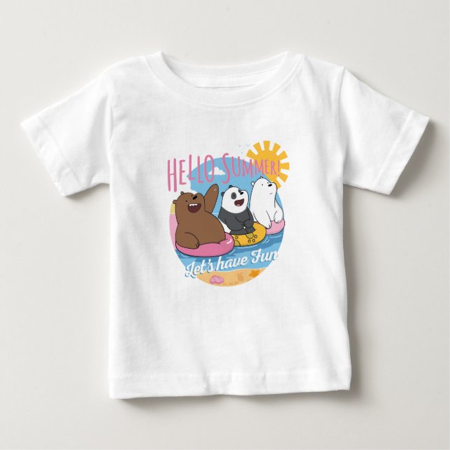 Camiseta Para Bebê Bare Bears - Olá Summer! Vamos se divirta (Frente)